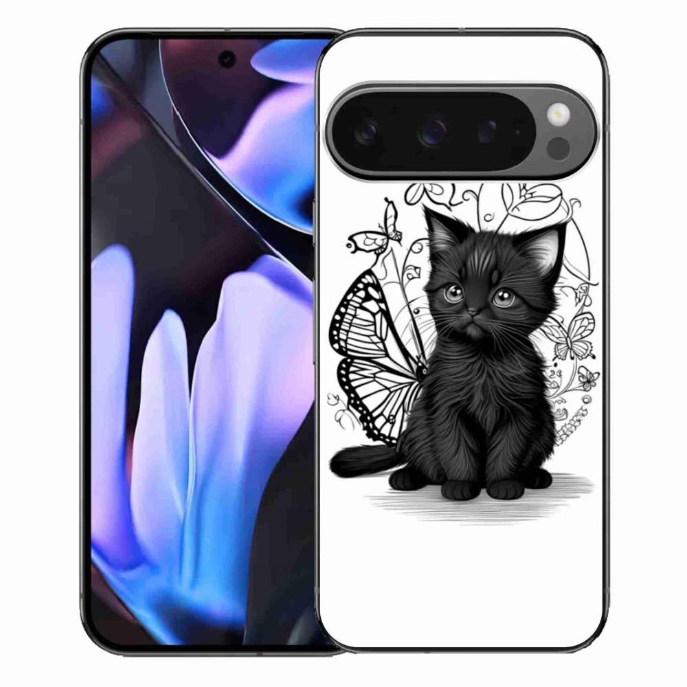 Gélový kryt mmCase na Google Pixel 9 Pro XL - čierne mačiatko