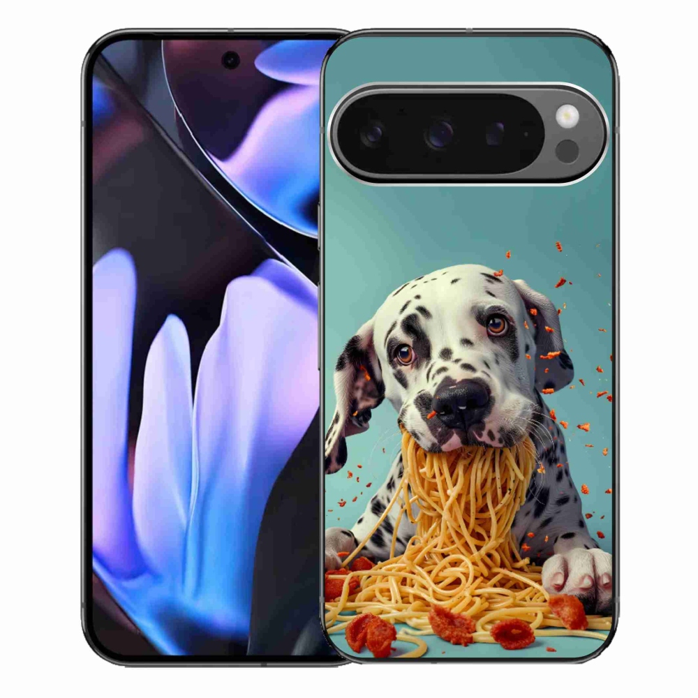 Gélový kryt mmCase na Google Pixel 9 Pro XL - dalmatín a špagety