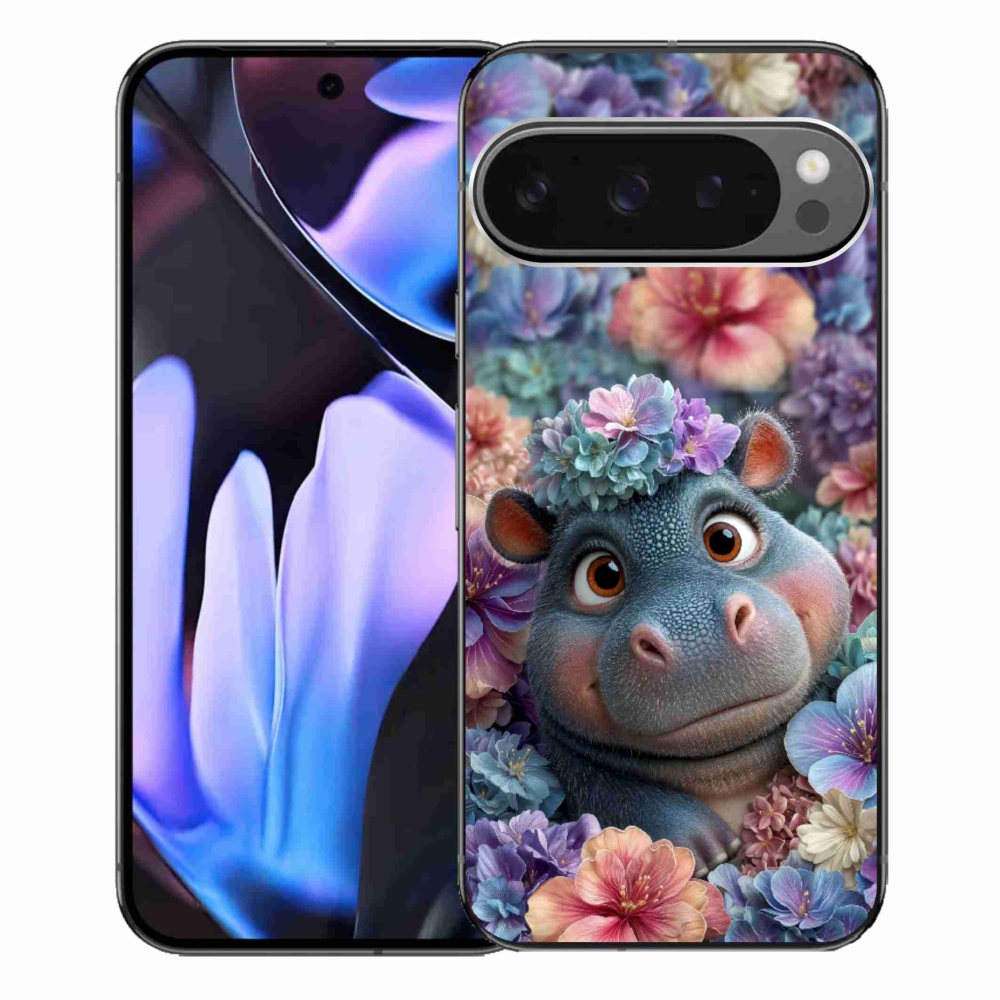 Gélový kryt mmCase na Google Pixel 9 Pro XL - hrošík v kvetoch