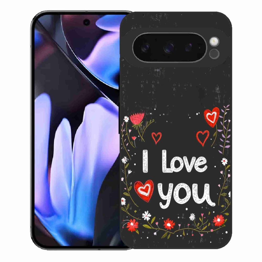 Gélový kryt mmCase na Google Pixel 9 Pro XL - I love you čierne pozadie