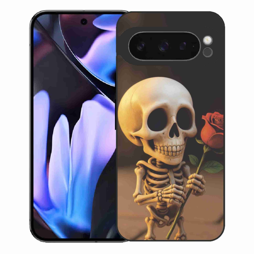 Gélový kryt mmCase na Google Pixel 9 Pro XL - kostlivec s ružou