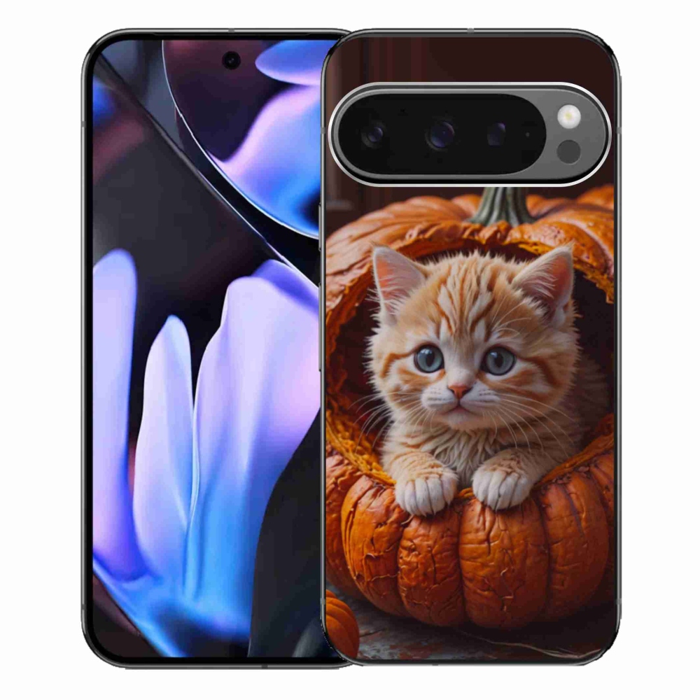 Gélový kryt mmCase na Google Pixel 9 Pro XL - mačiatko a tekvica 2