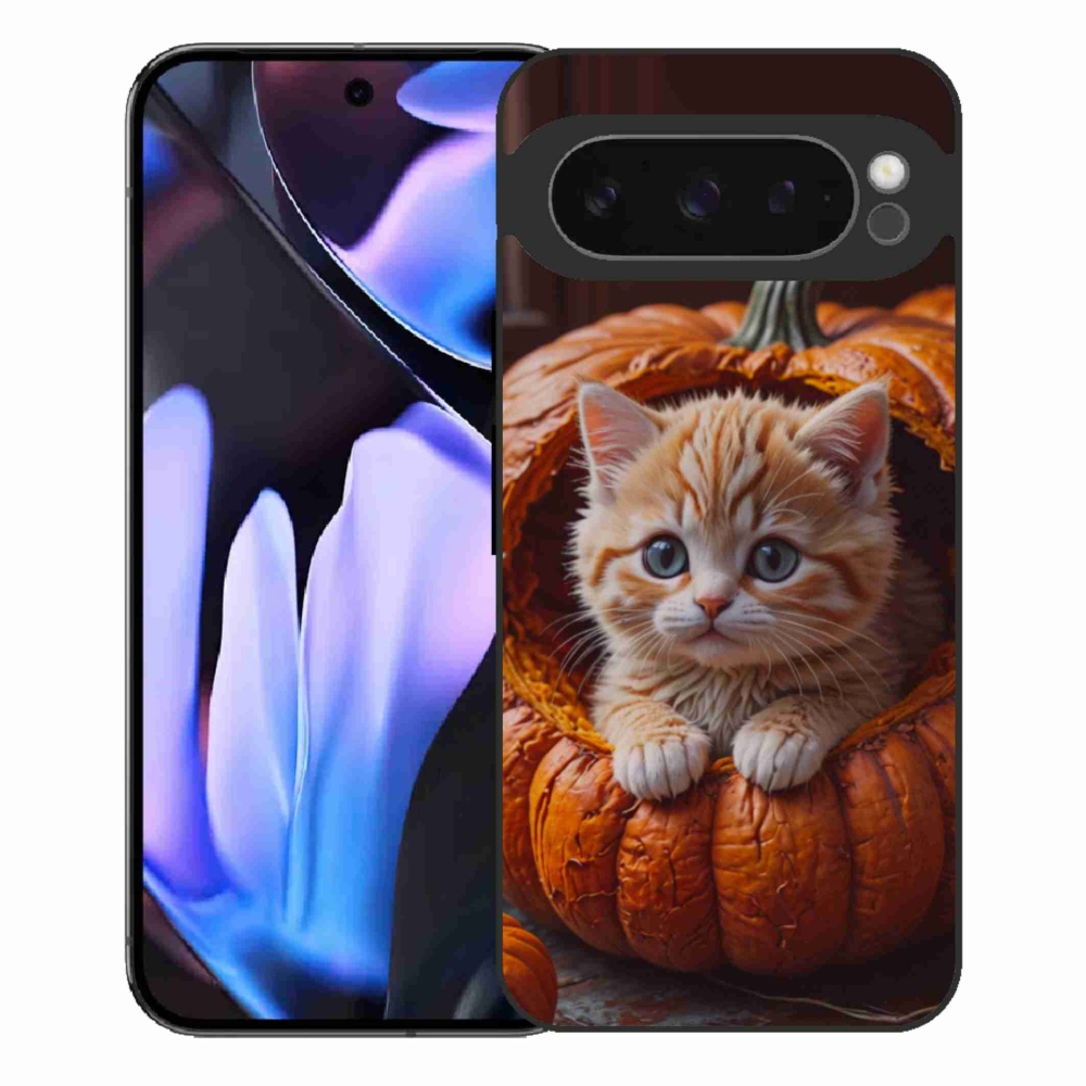 Gélový kryt mmCase na Google Pixel 9 Pro XL - mačiatko a tekvica 2