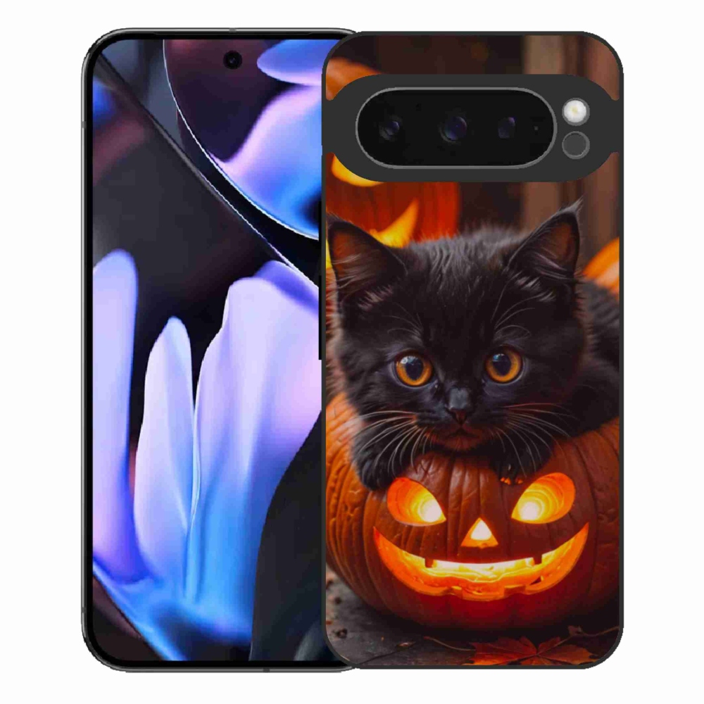 Gélový kryt mmCase na Google Pixel 9 Pro XL - mačiatko a tekvica