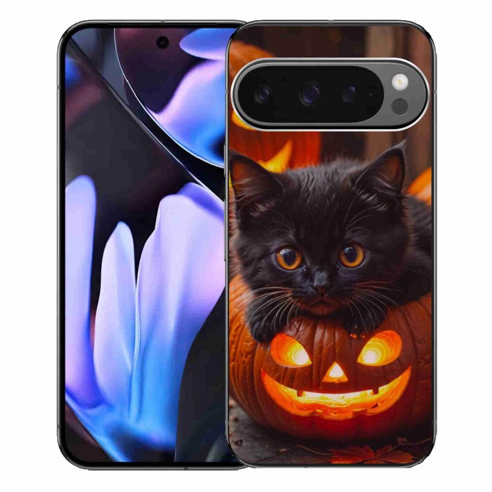 Gélový kryt mmCase na Google Pixel 9 Pro XL - mačiatko a tekvica