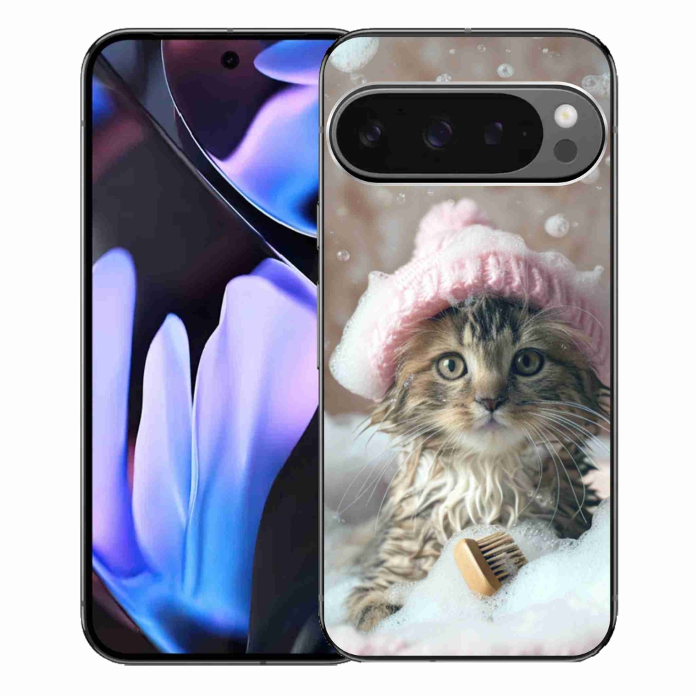 Gélový kryt mmCase na Google Pixel 9 Pro XL - mačiatko a kúpeľ