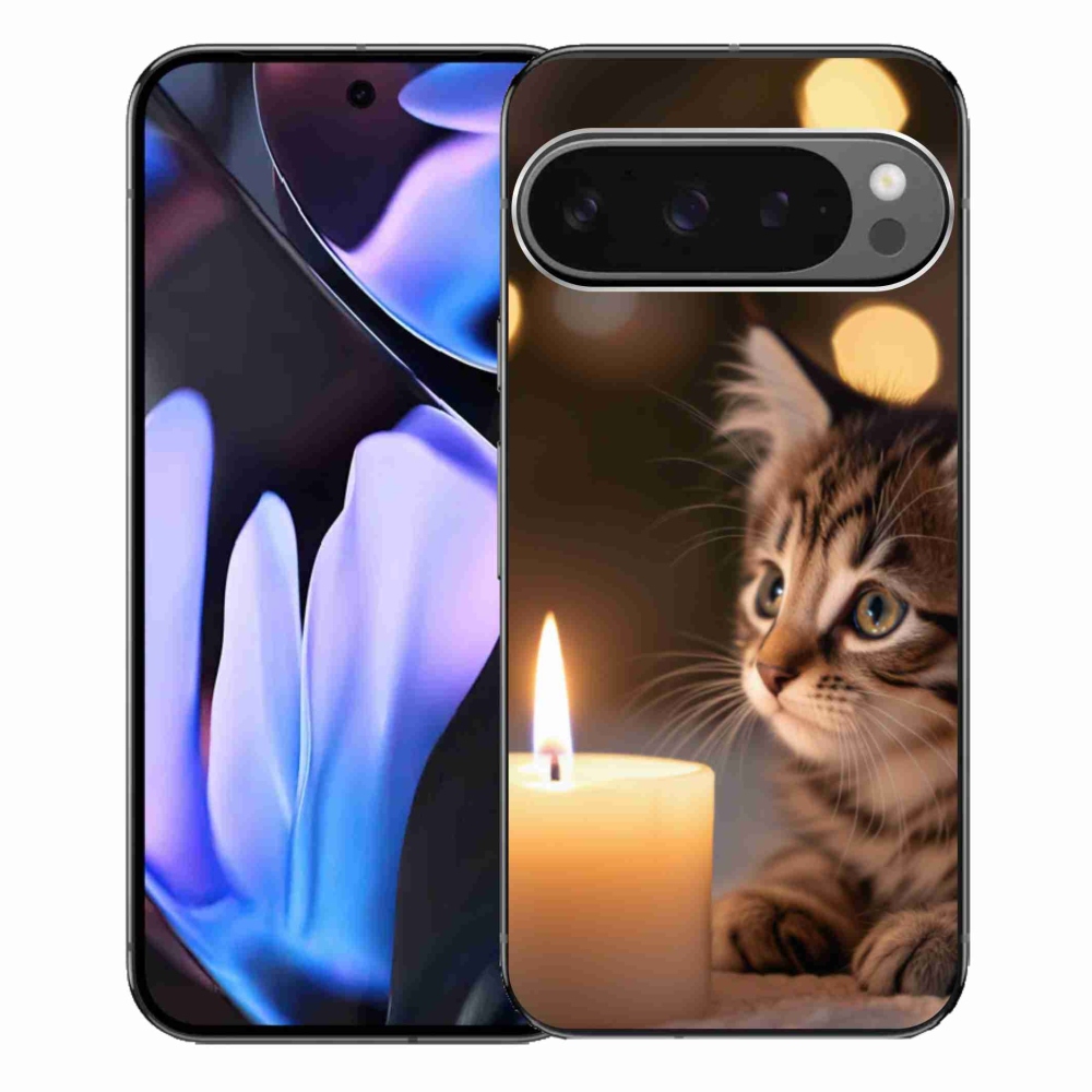 Gélový kryt mmCase na Google Pixel 9 Pro XL - mačiatko a sviečka