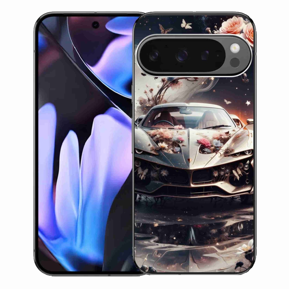 Gélový kryt mmCase na Google Pixel 9 Pro XL - kvetinový športový automobil