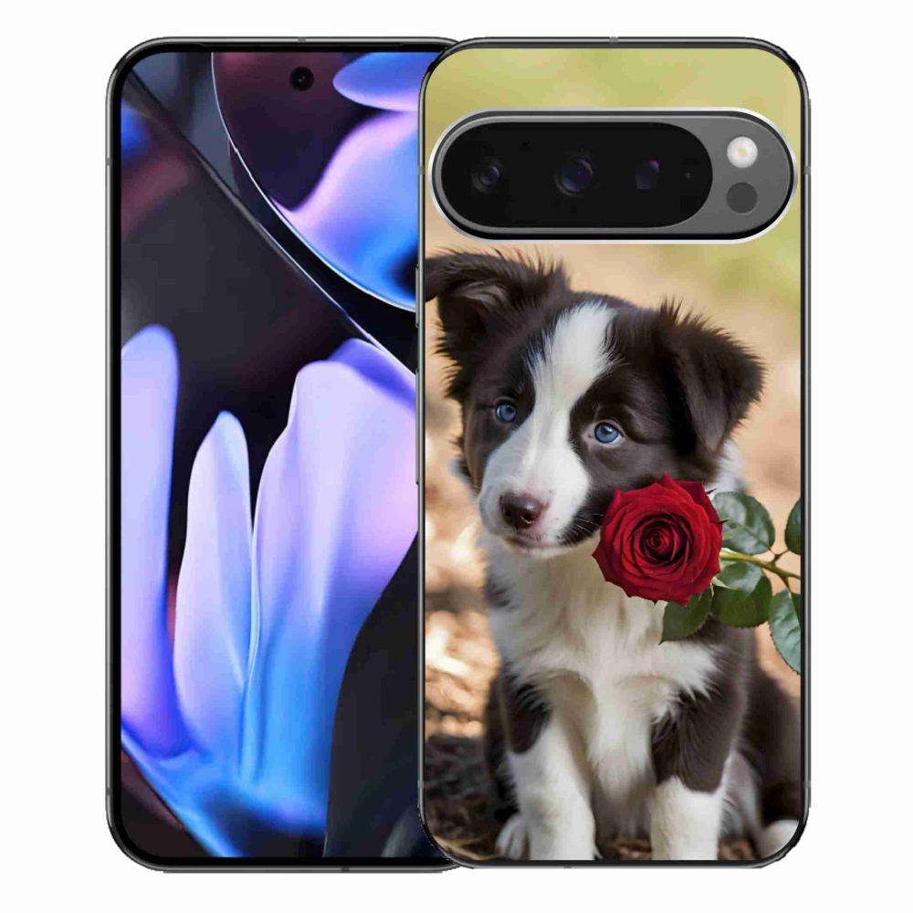 Gélový kryt mmCase na Google Pixel 9 Pro XL - roztomilá border kólia s ružou