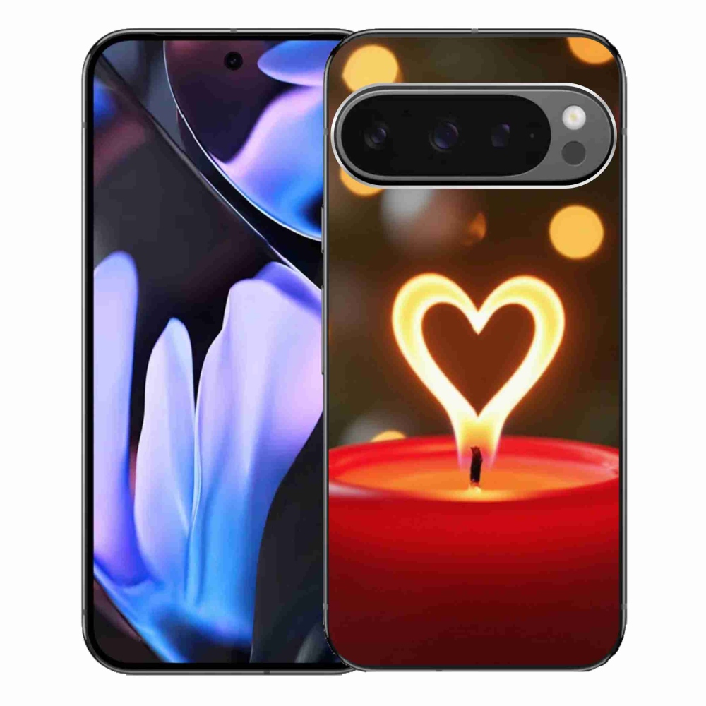 Gélový kryt mmCase na Google Pixel 9 Pro XL - srdce z plameňa