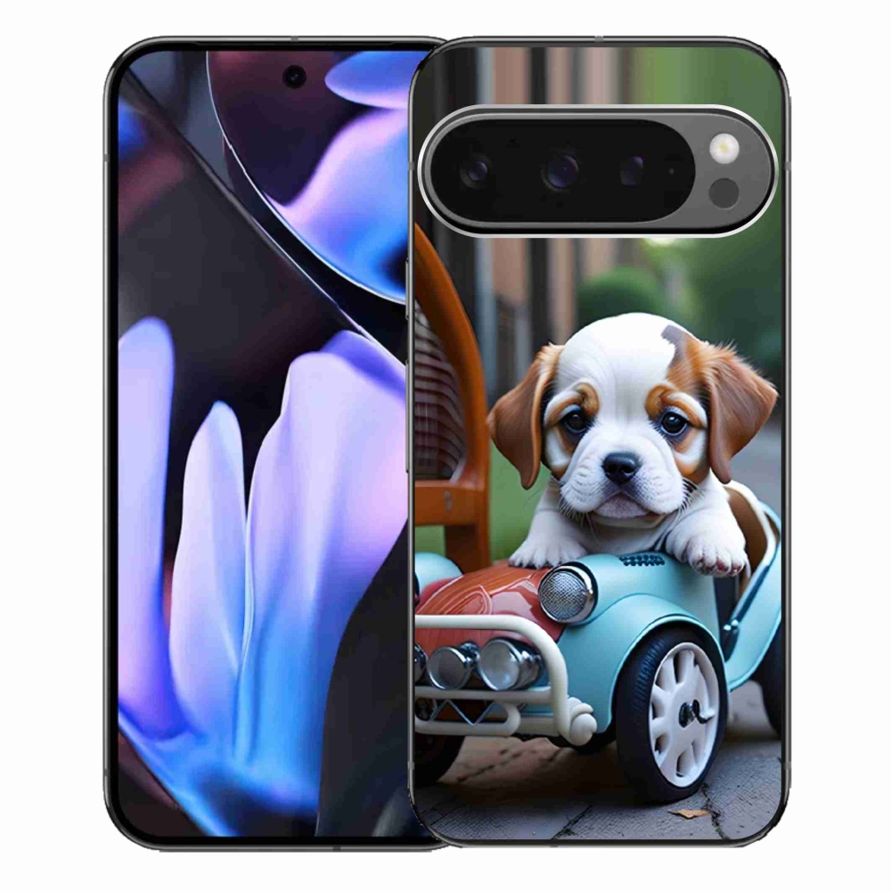 Gélový kryt mmCase na Google Pixel 9 Pro XL - šteňa v retro aute