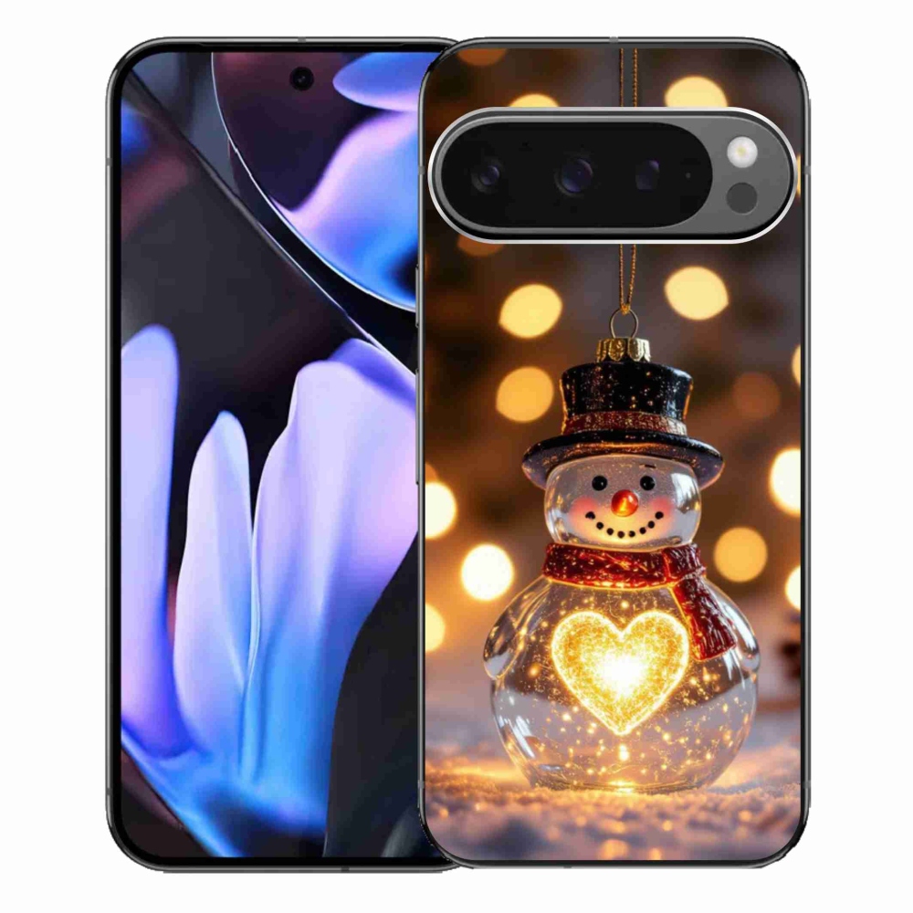 Gélový kryt mmCase na Google Pixel 9 Pro XL - svietiaci vianočný snehuliak