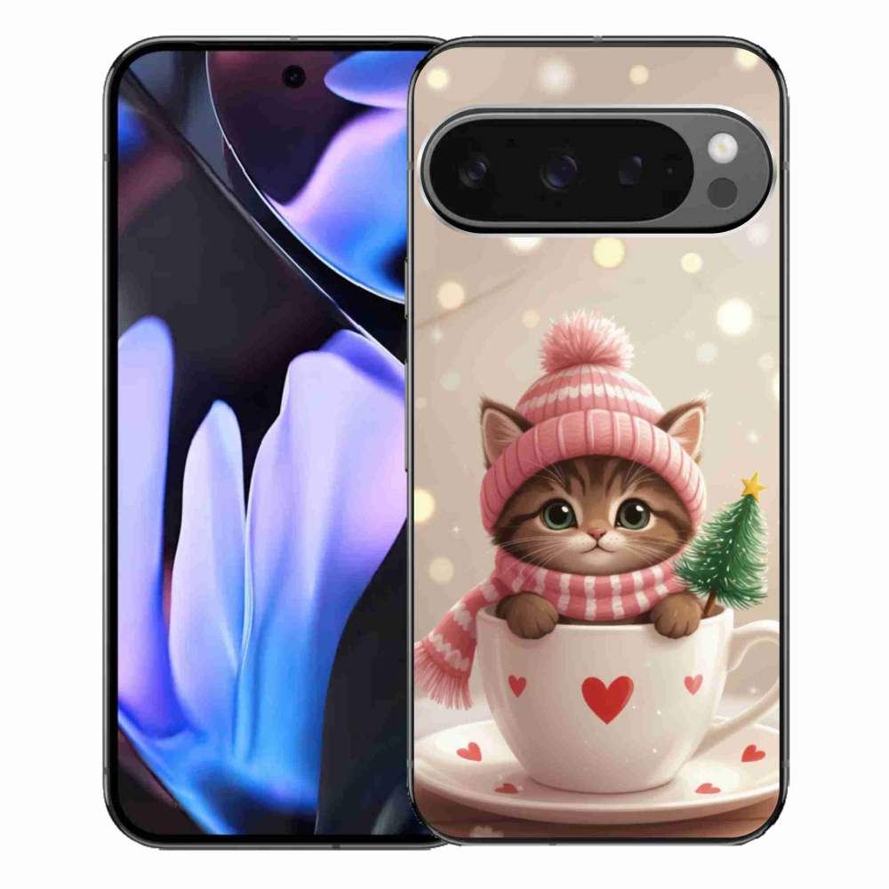 Gélový kryt mmCase na Google Pixel 9 Pro XL - vianočné mačiatko v hrnčeku