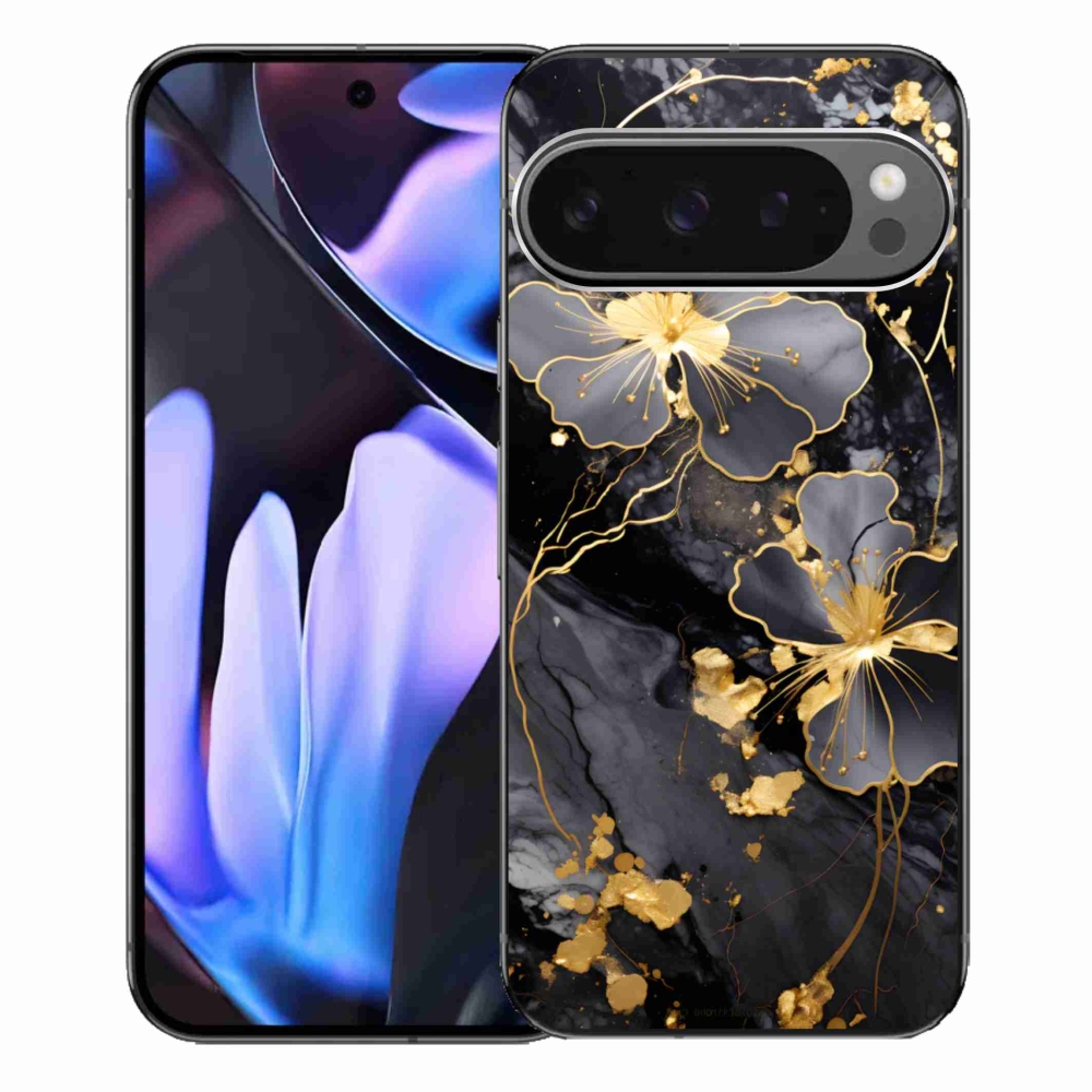 Gélový kryt mmCase na Google Pixel 9 Pro XL - zlaté kvety