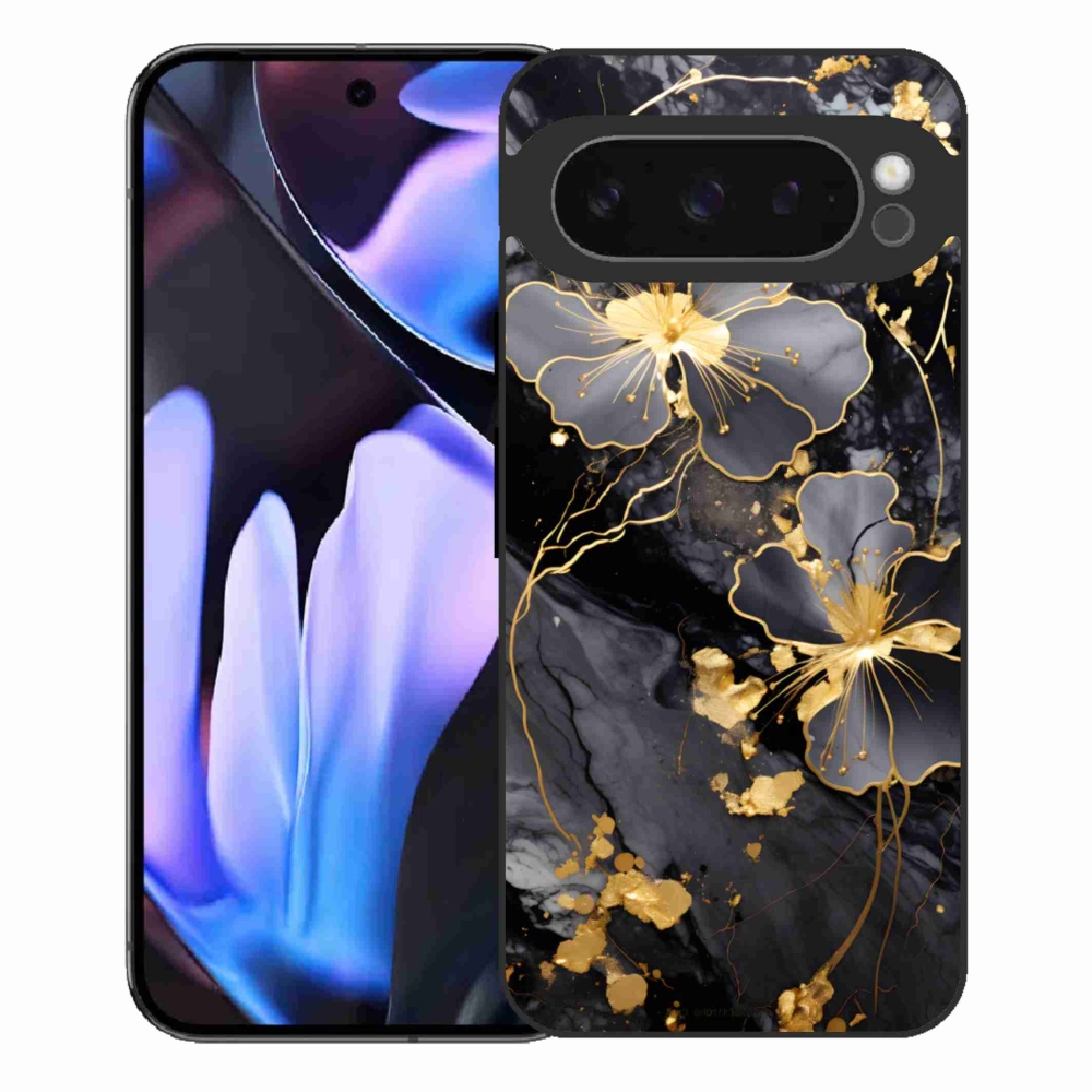 Gélový kryt mmCase na Google Pixel 9 Pro XL - zlaté kvety