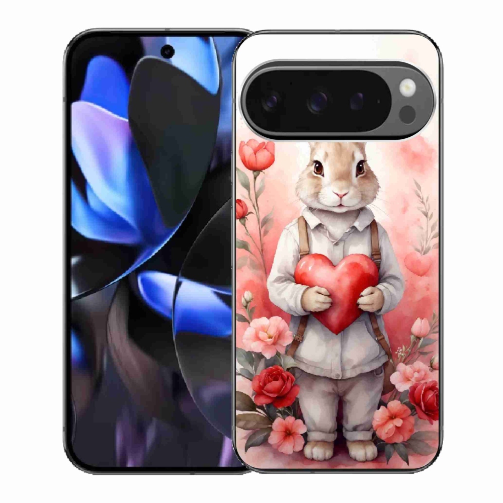 Gélový kryt mmCase na Google Pixel 9 Pro - zajac so srdiečkom