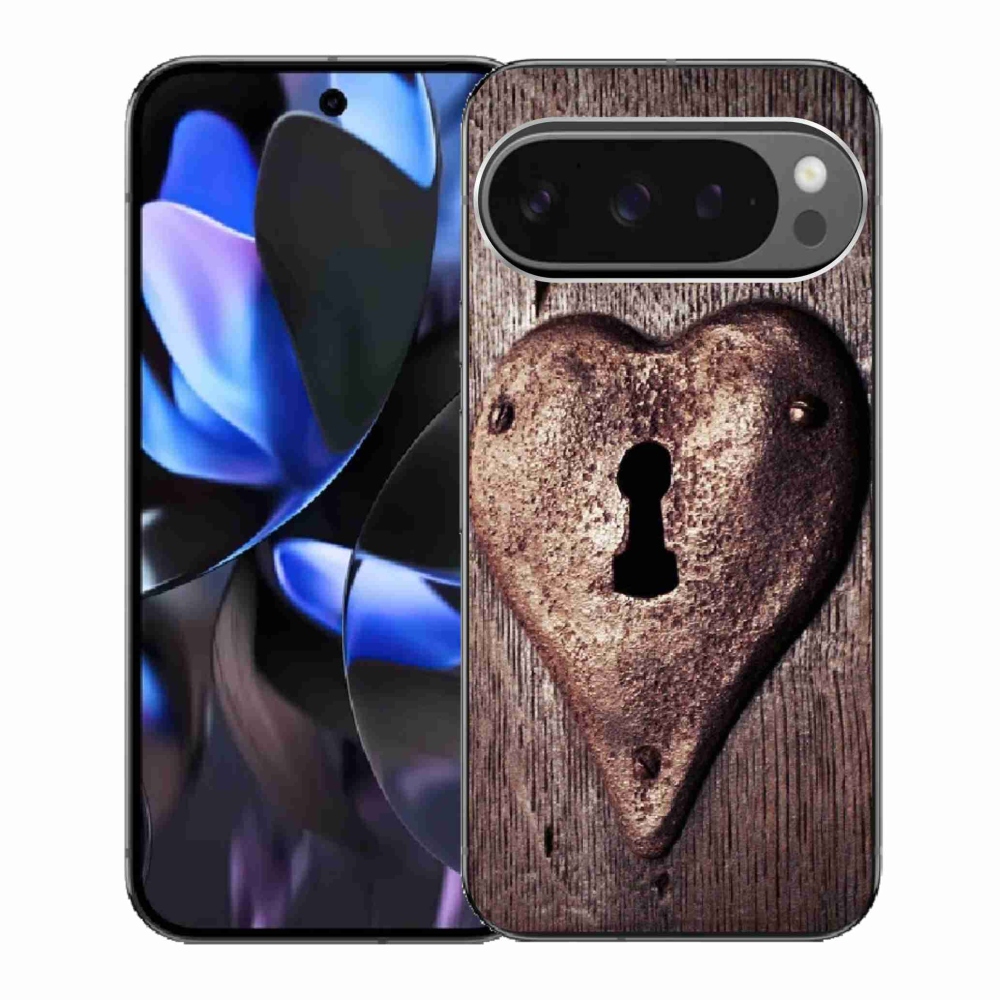 Gélový kryt mmCase na Google Pixel 9 Pro - zámok v tvare srdca