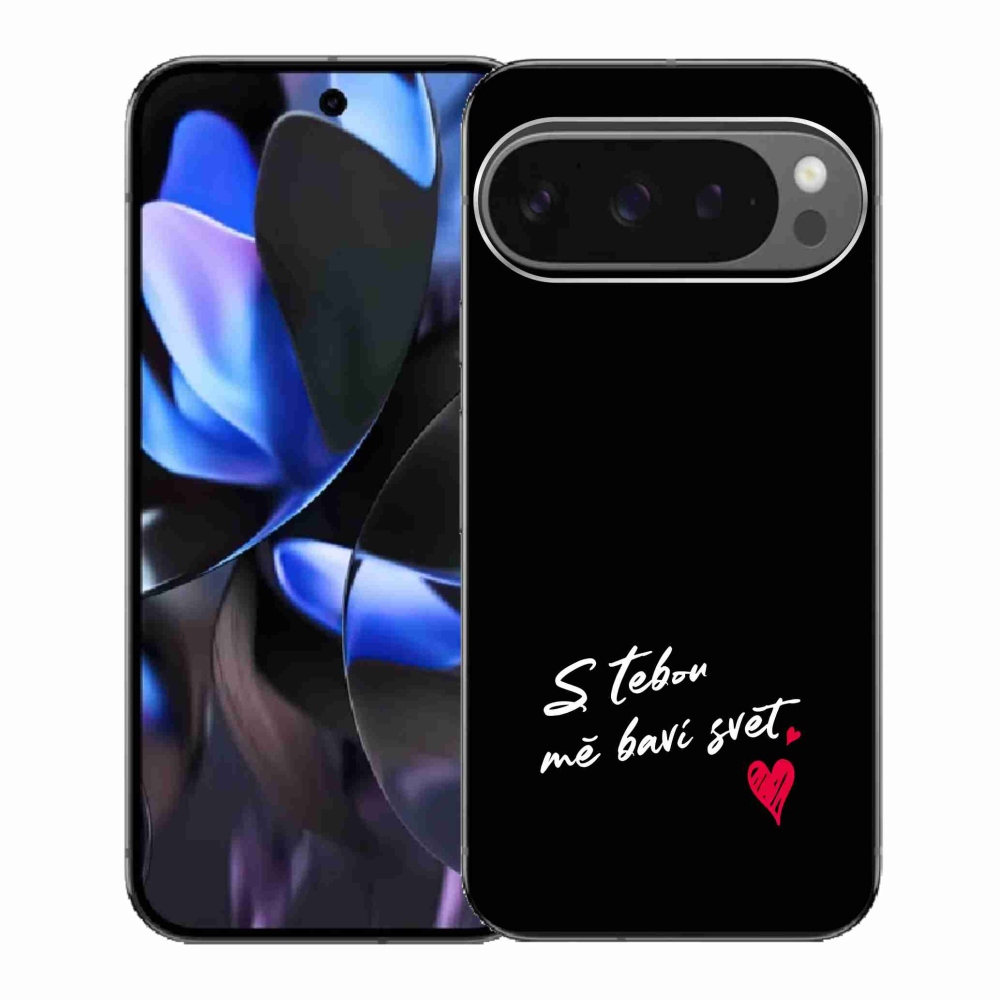 Gélový kryt mmCase na Google Pixel 9 Pro - zamilovaný text 1 čierne pozadie