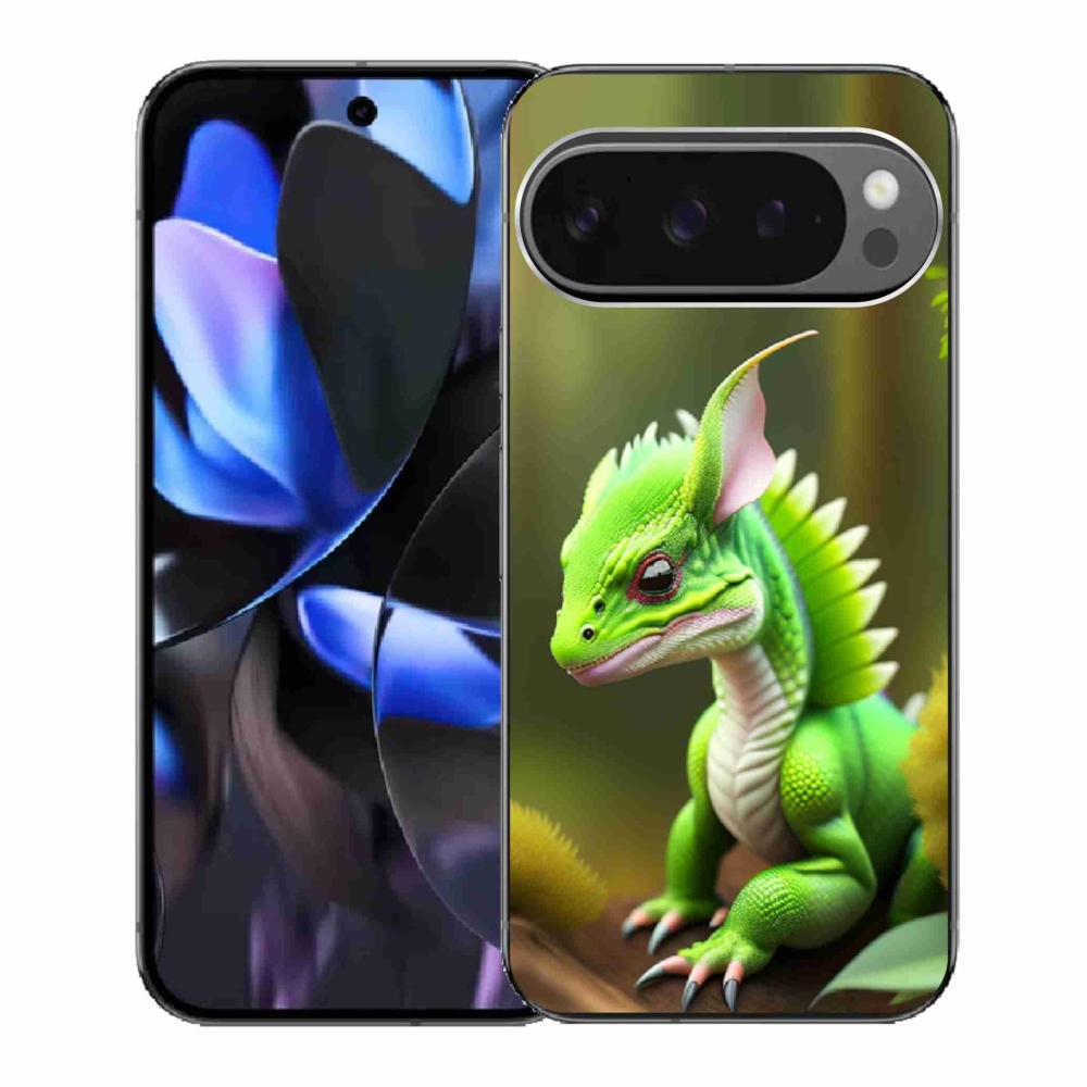 Gélový kryt mmCase na Google Pixel 9 Pro - zelený dráčik