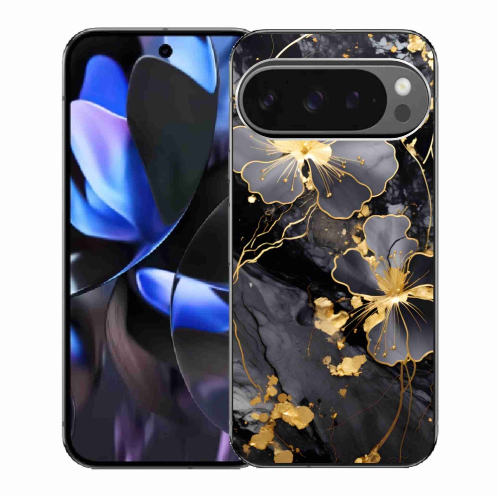 Gélový kryt mmCase na Google Pixel 9 Pro - zlaté kvety