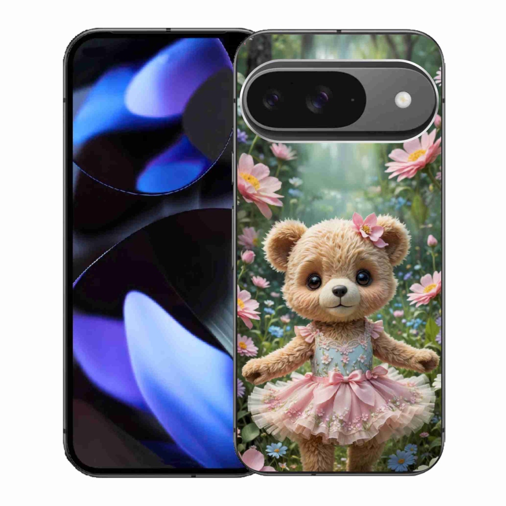 Gélový kryt mmCase na Google Pixel 9 - roztomilý medvedík v kvetoch