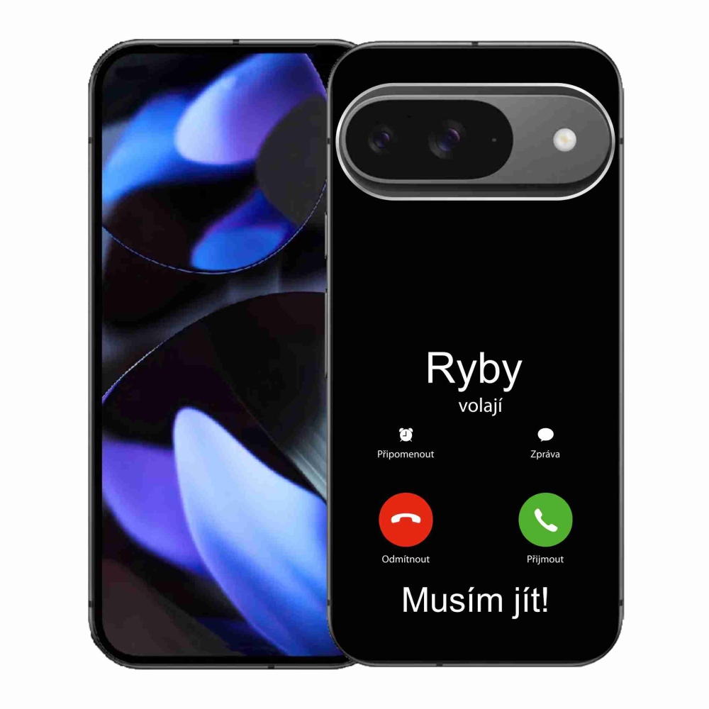 Gélový kryt mmCase na Google Pixel 9 - ryby volajú čierne pozadie