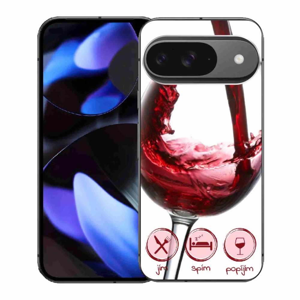 Gélový kryt mmCase na Google Pixel 9 - pohár vína červené