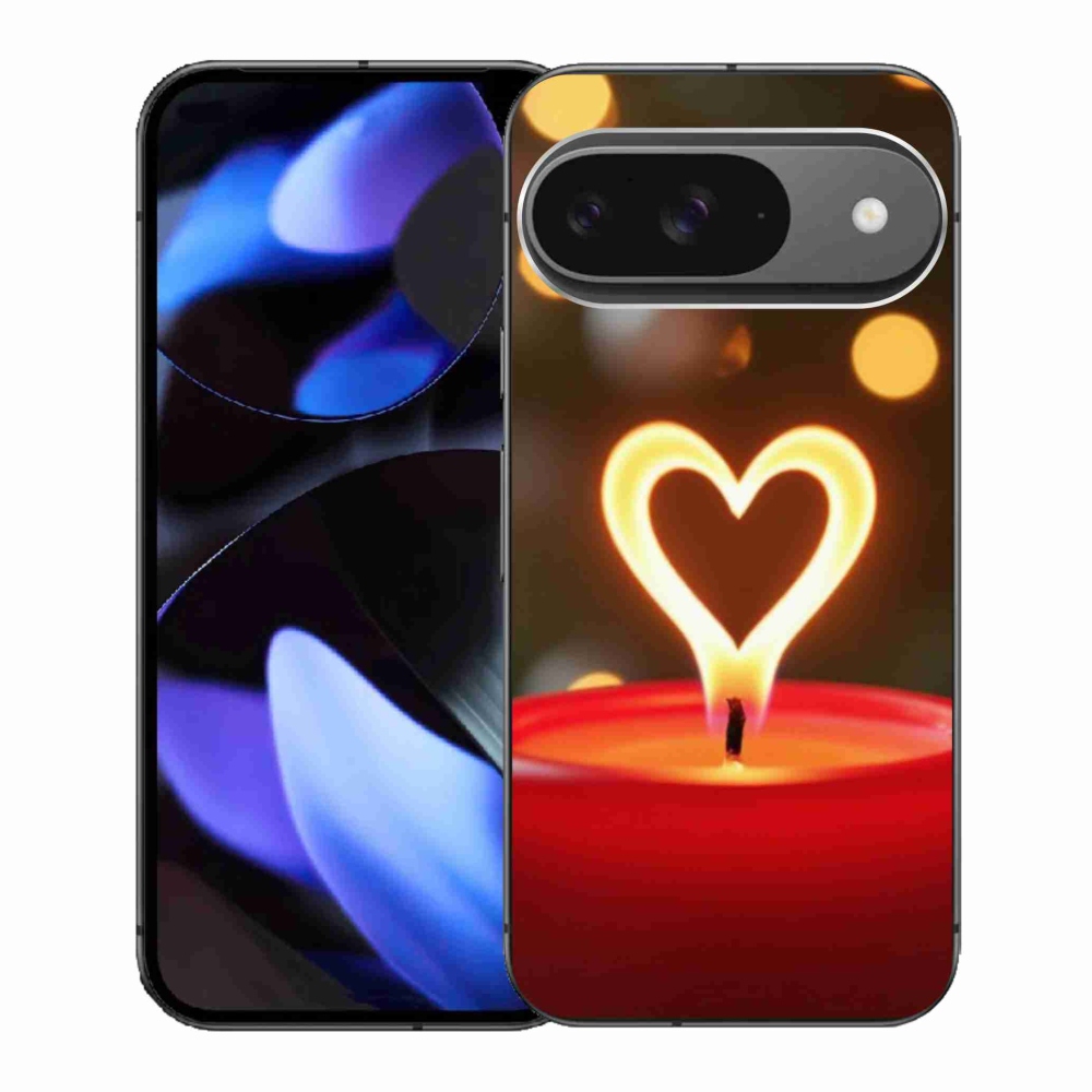 Gélový kryt mmCase na Google Pixel 9 - srdce z plameňa