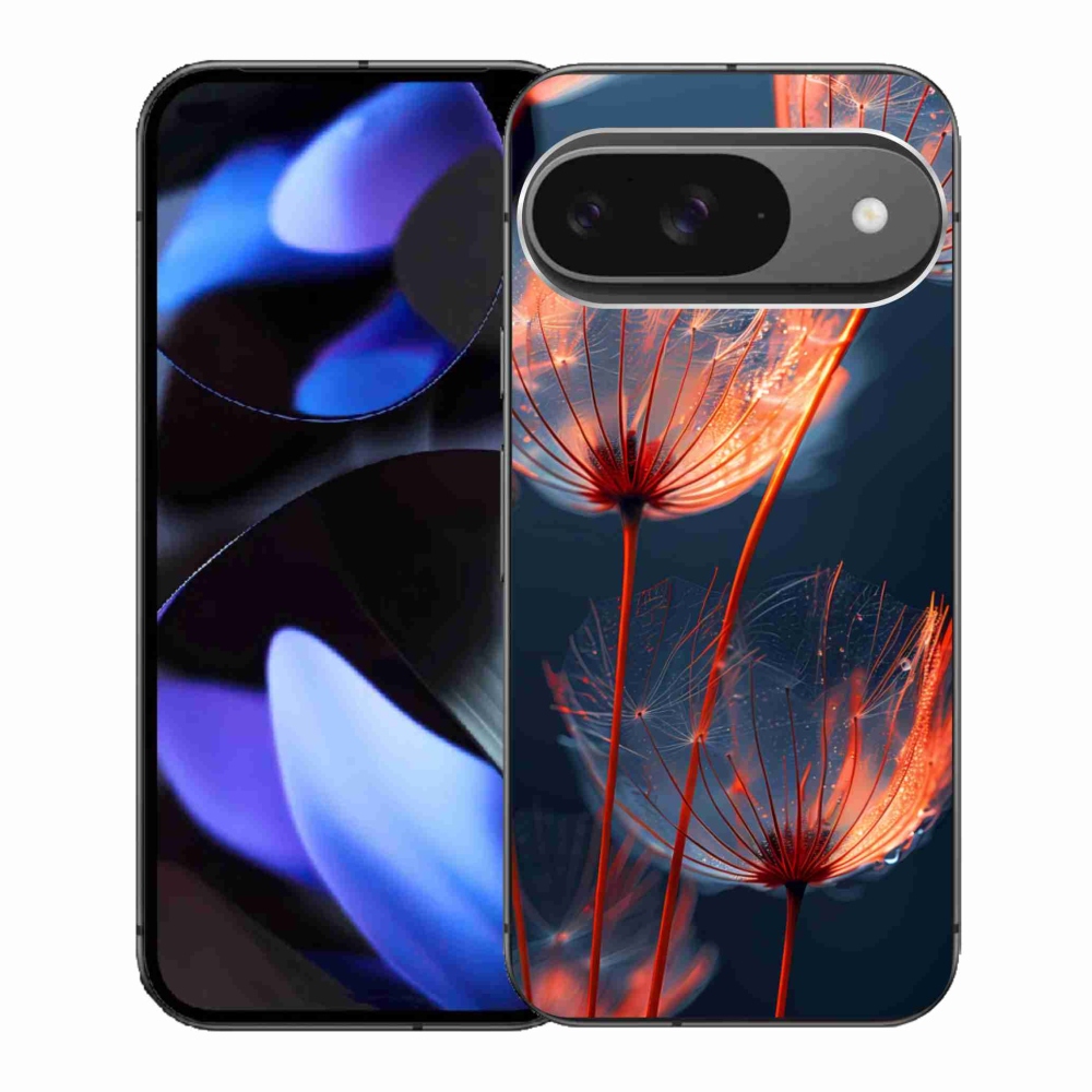 Gélový kryt mmCase na Google Pixel 9 - svetielkujúce páperie