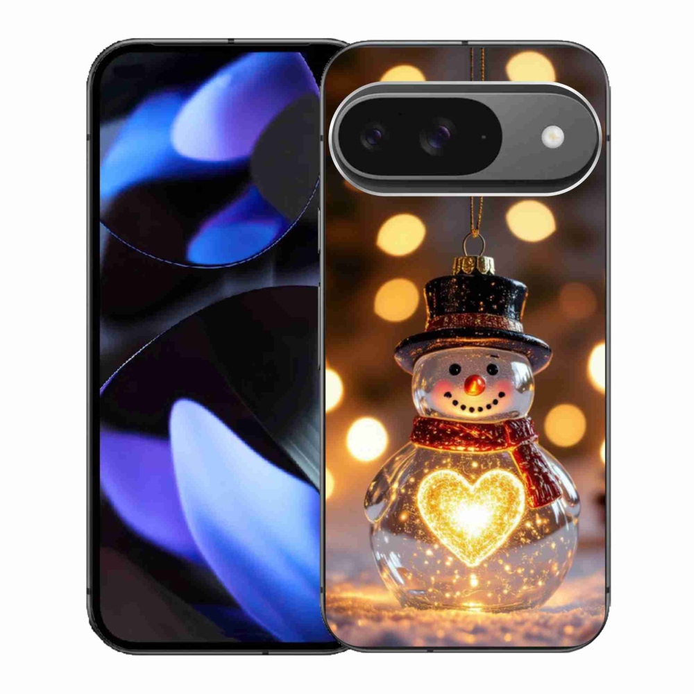 Gélový kryt mmCase na Google Pixel 9 - svietiaci vianočný snehuliak