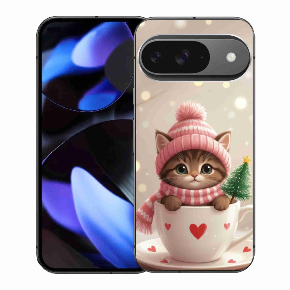 Gélový kryt mmCase na Google Pixel 9 - vianočné mačiatko v hrnčeku