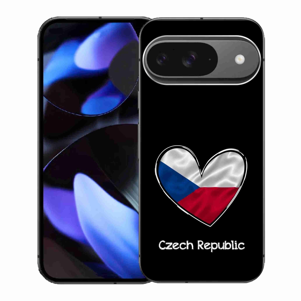 Gélový kryt mmCase na Google Pixel 9 - vlajka srdca čierne pozadie