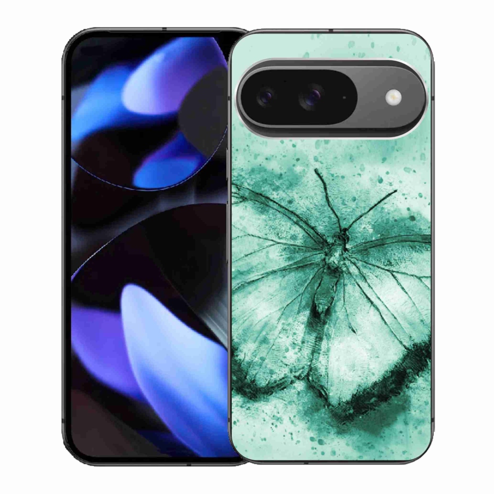 Gélový kryt mmCase na Google Pixel 9 - zelený motýľ