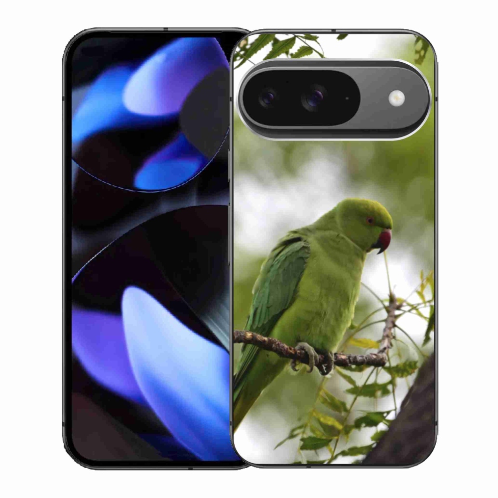 Gélový kryt mmCase na Google Pixel 9 - zelený papagáj
