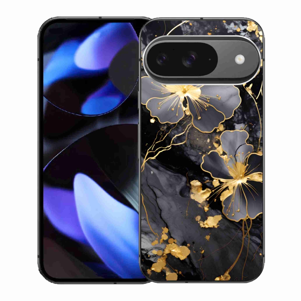 Gélový kryt mmCase na Google Pixel 9 - zlaté kvety
