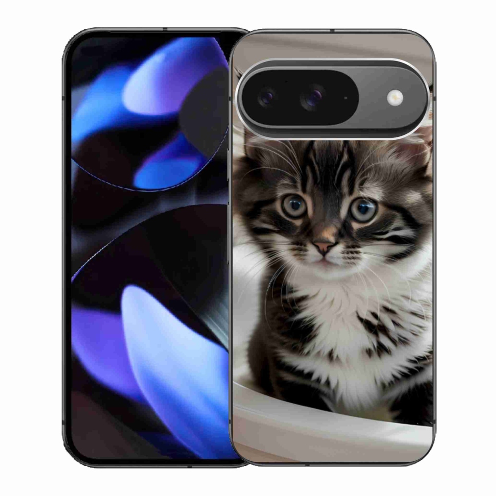 Gélový kryt mmCase na Google Pixel 9 - zvedavé mačiatko