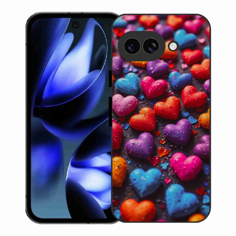 Gélový kryt mmCase na Google Pixel 9a - farebné srdcia