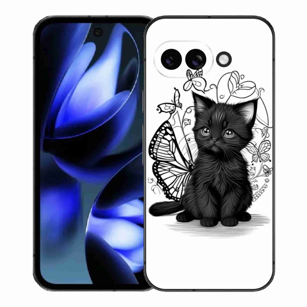 Gélový kryt mmCase na Google Pixel 9a - čierne mačiatko