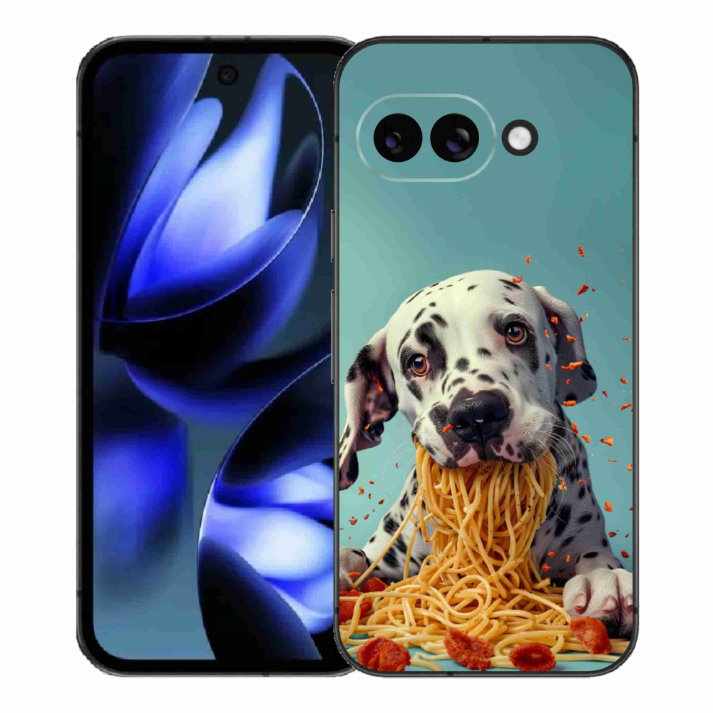 Gélový kryt mmCase na Google Pixel 9a - dalmatín a špagety