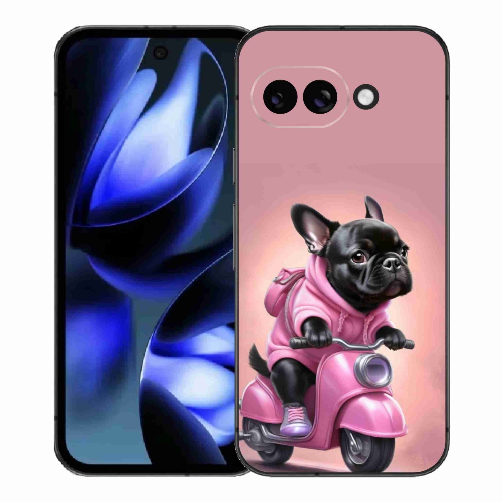 Gélový kryt mmCase na Google Pixel 9a - francúzsky buldoček na skútri