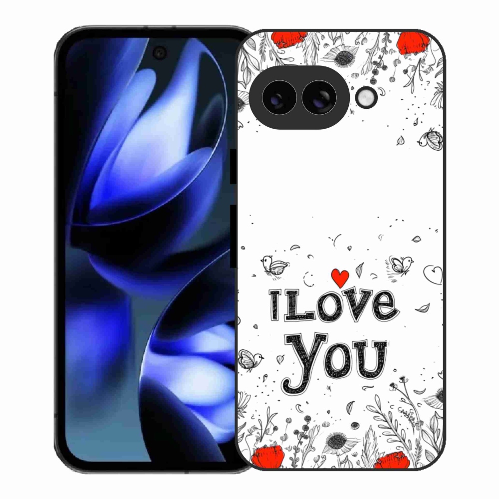 Gélový kryt mmCase na Google Pixel 9a - I love you biele pozadie