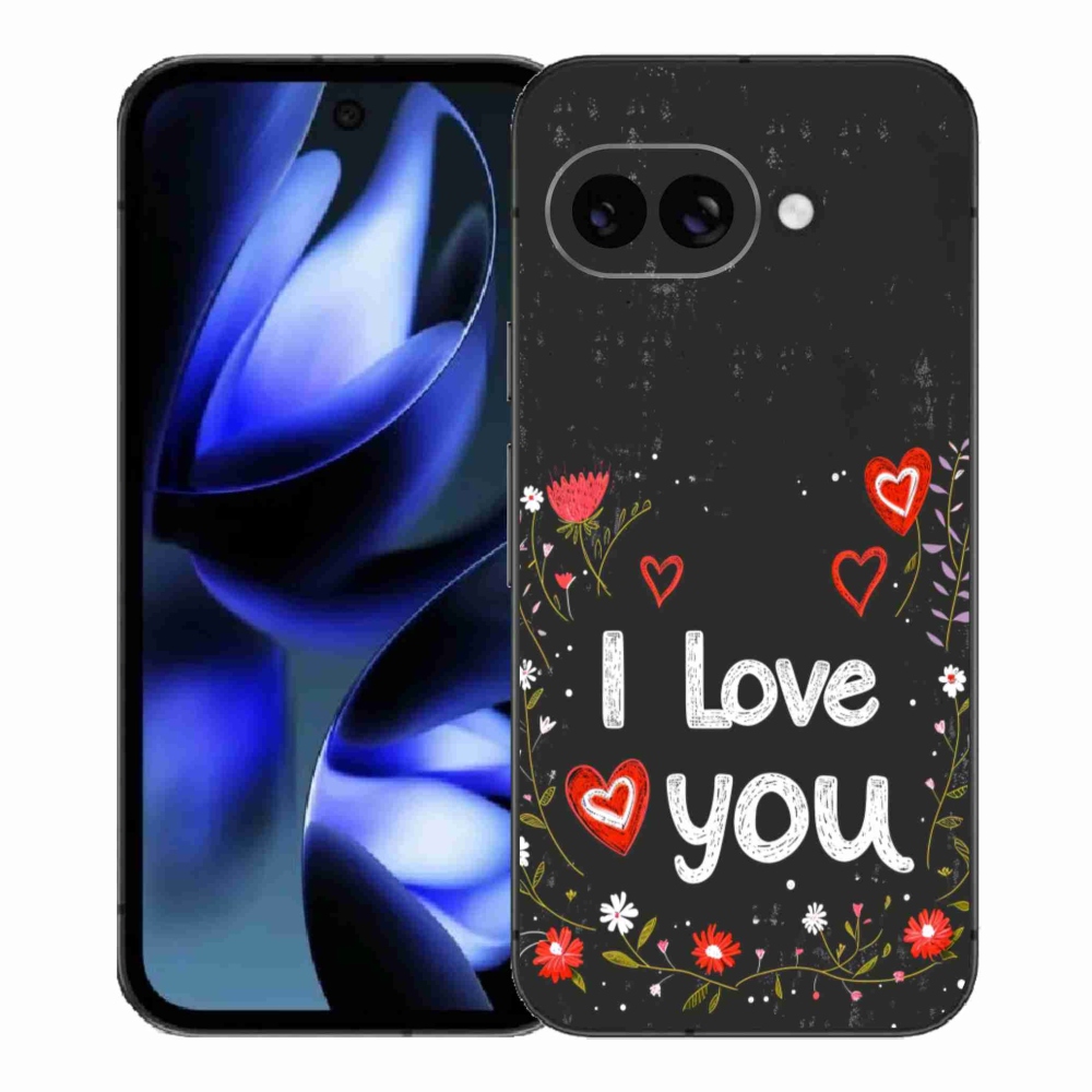 Gélový kryt mmCase na Google Pixel 9a - I love you čierne pozadie