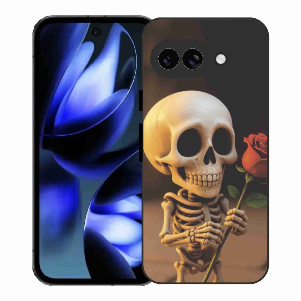 Gélový kryt mmCase na Google Pixel 9a - kostlivec s ružou