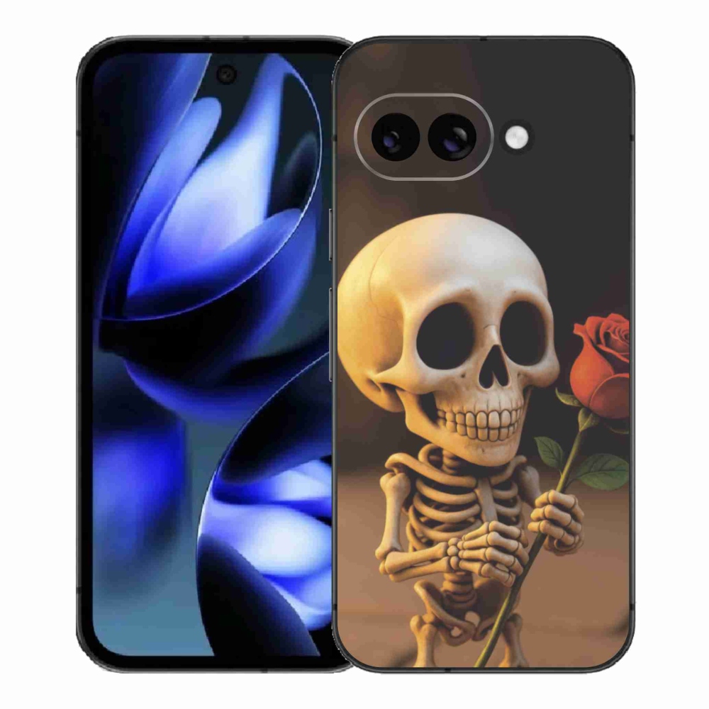 Gélový kryt mmCase na Google Pixel 9a - kostlivec s ružou