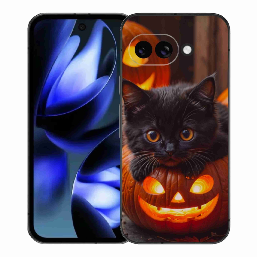 Gélový kryt mmCase na Google Pixel 9a - mačiatko a tekvica