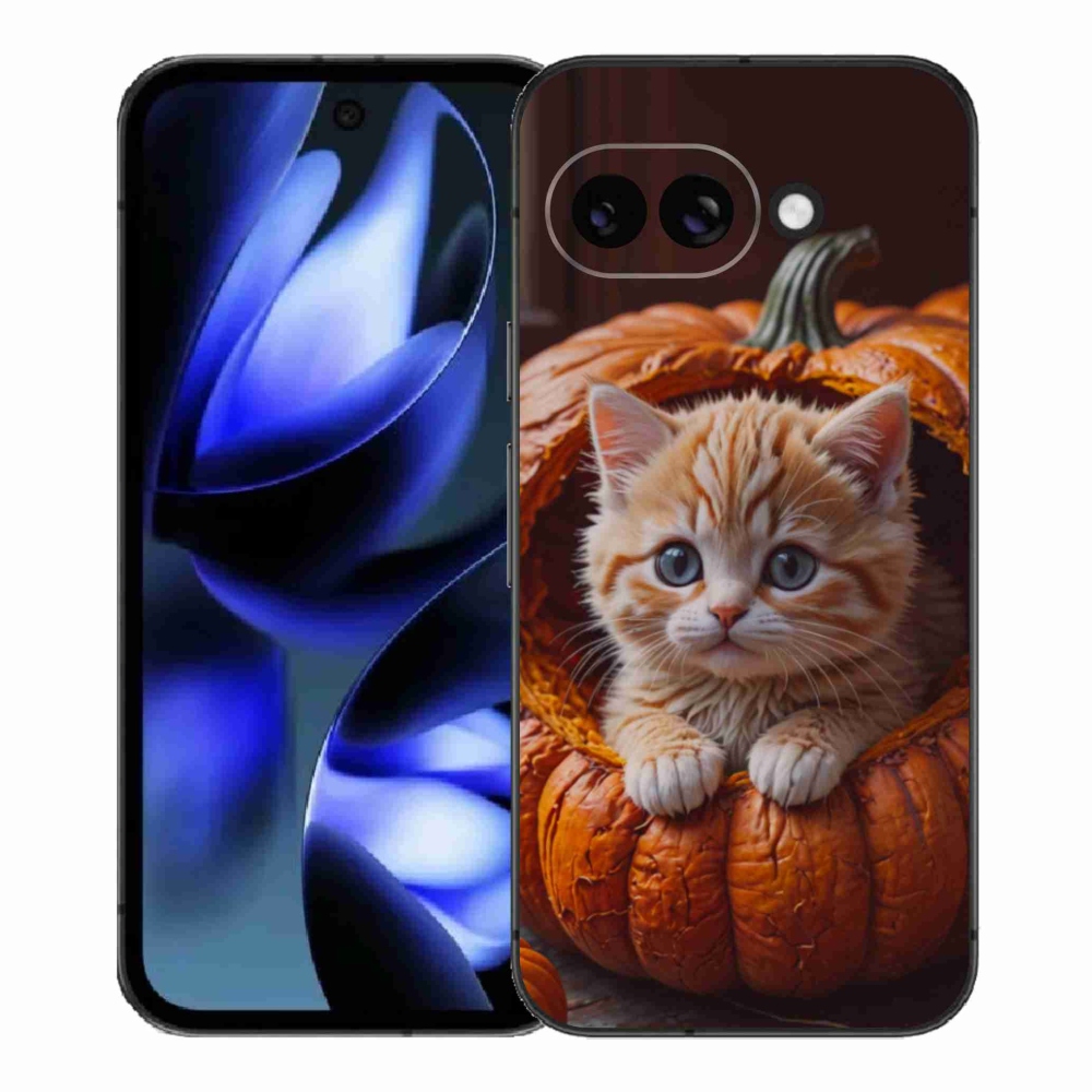 Gélový kryt mmCase na Google Pixel 9a - mačiatko a tekvica 2