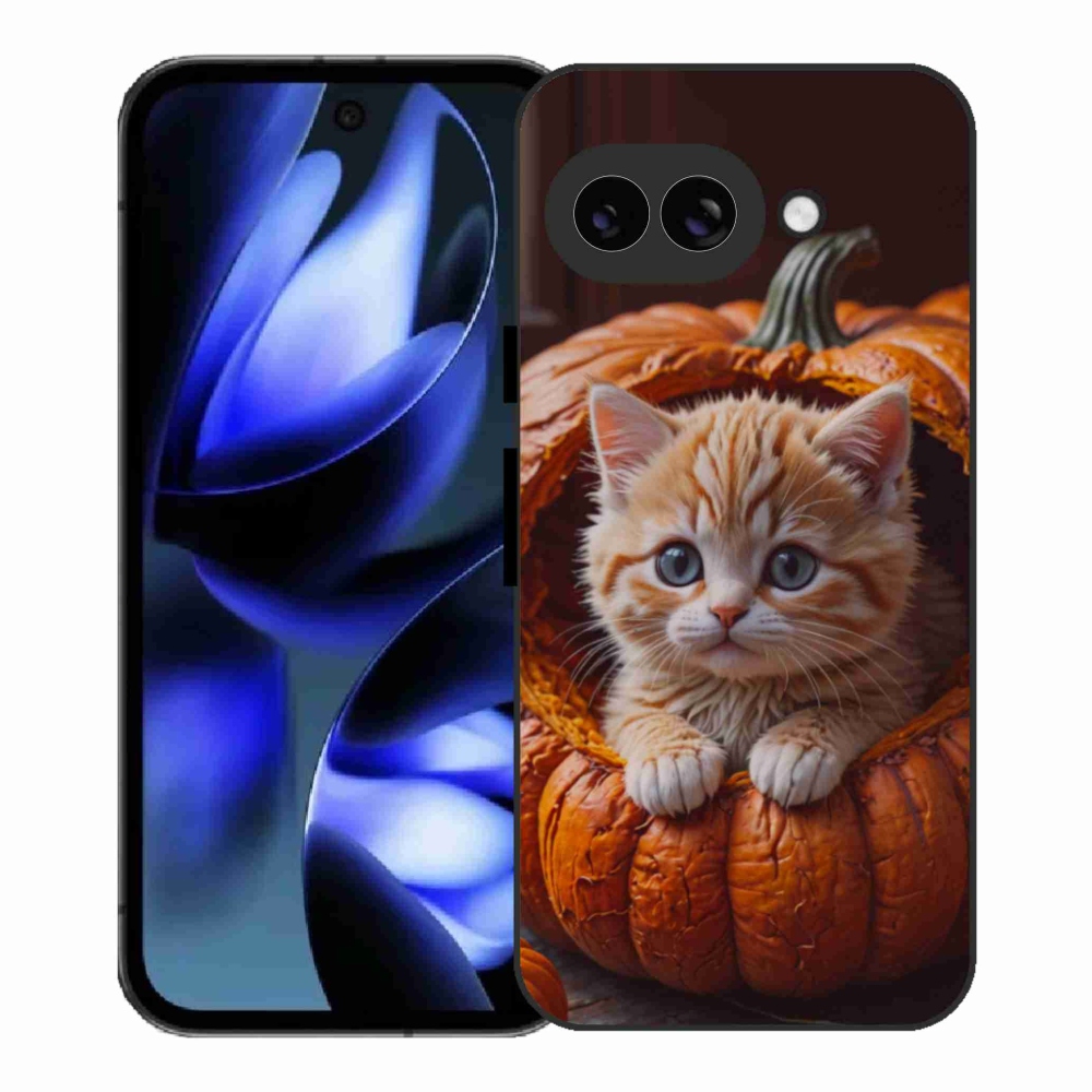 Gélový kryt mmCase na Google Pixel 9a - mačiatko a tekvica 2