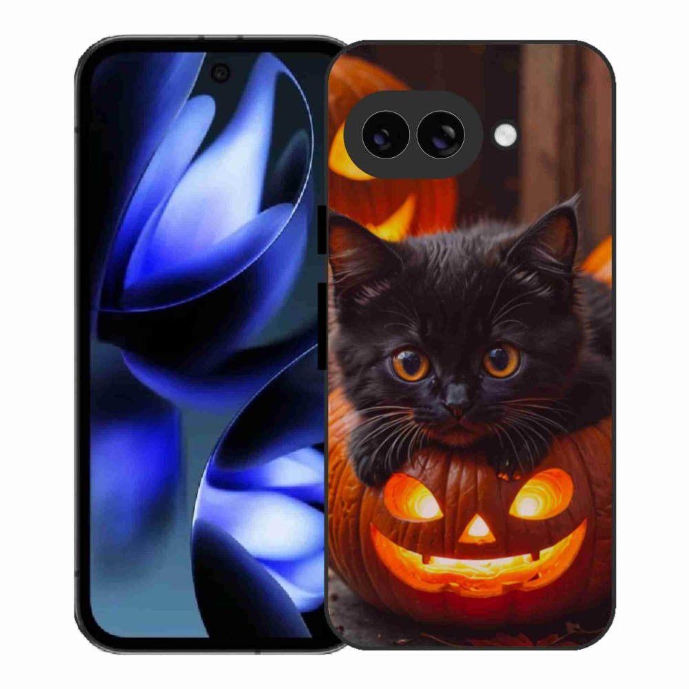 Gélový kryt mmCase na Google Pixel 9a - mačiatko a tekvica