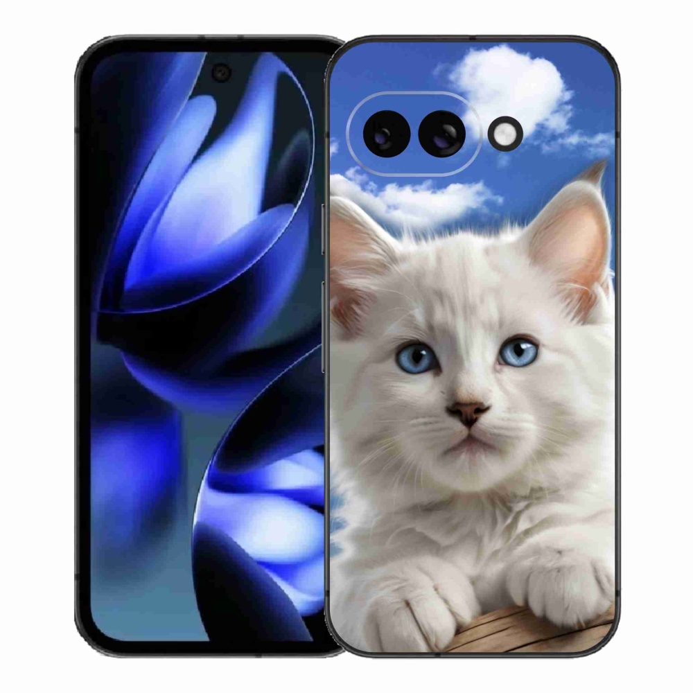 Gélový kryt mmCase na Google Pixel 9a - mačiatko a oblaky