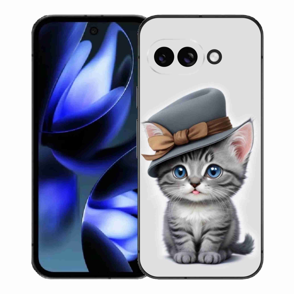 Gélový kryt mmCase na Google Pixel 9a - mačiatko s klobúkom